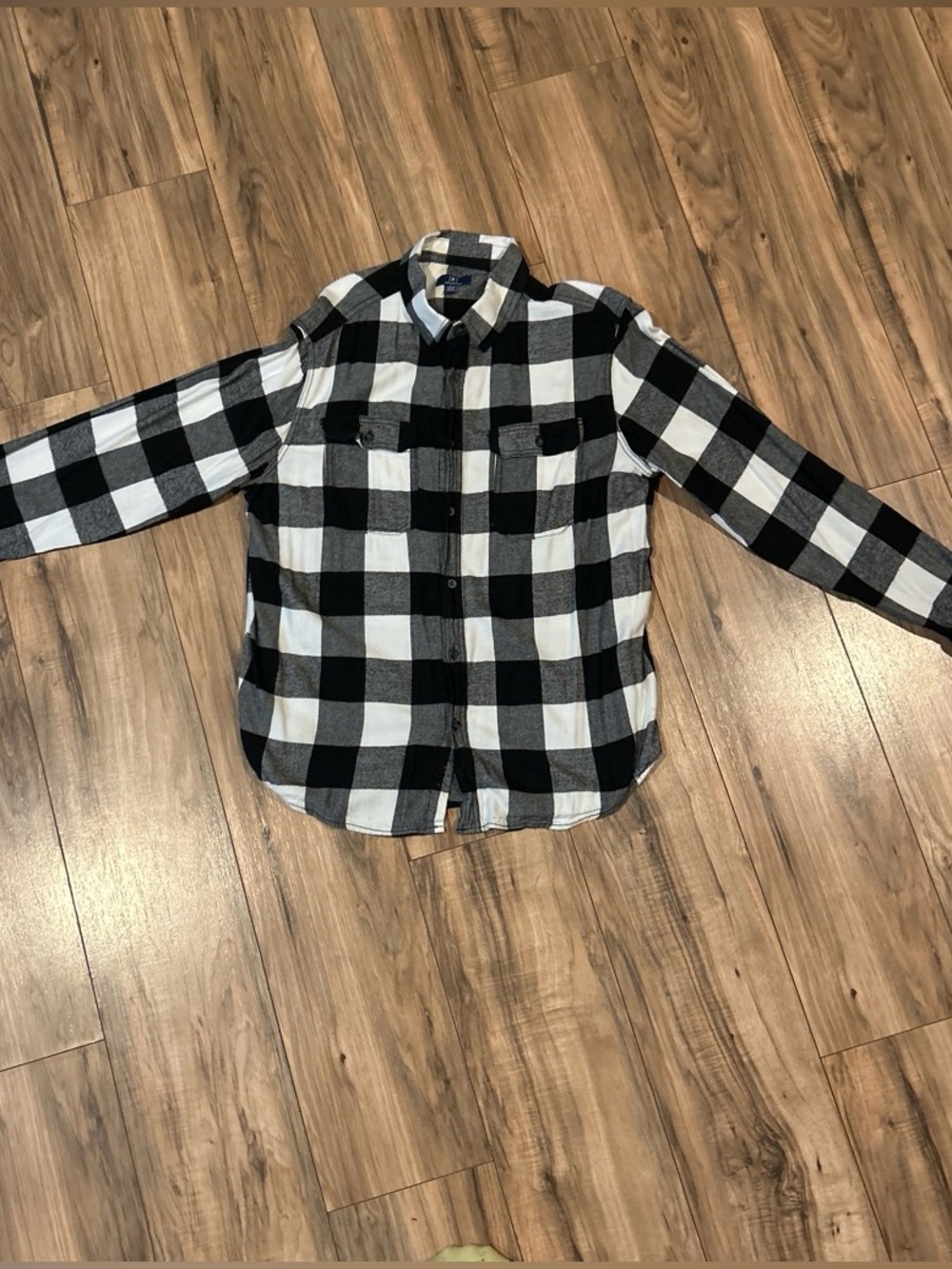 Black and White Plaid Button-Up Shirt